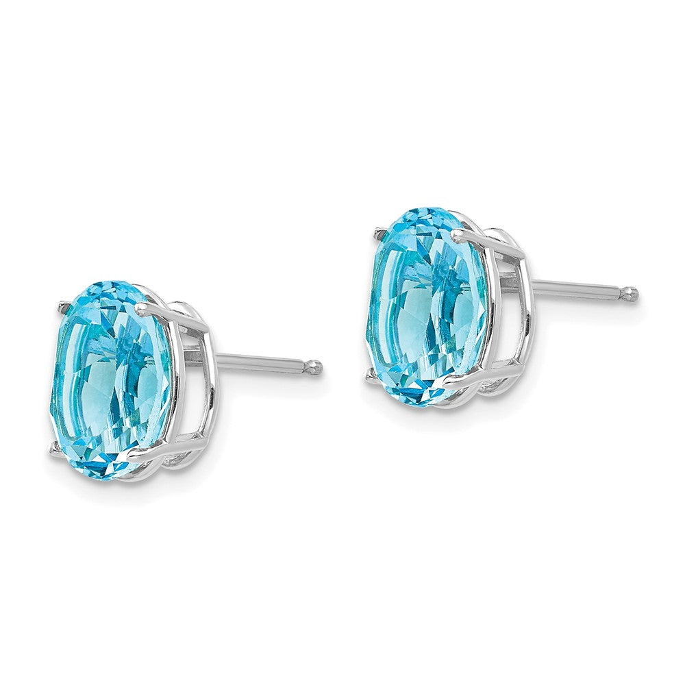 14K Weißgold Ohrstecker mit ovalem Blautopas