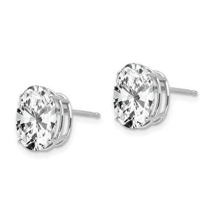 14K Weißgold Ohrringe mit ovalem Zirkonia, 10 x 8 mm