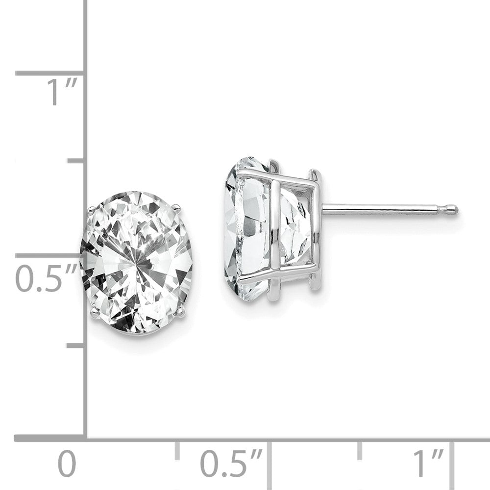 14K Weißgold Ohrringe mit ovalem Zirkonia, 10 x 8 mm