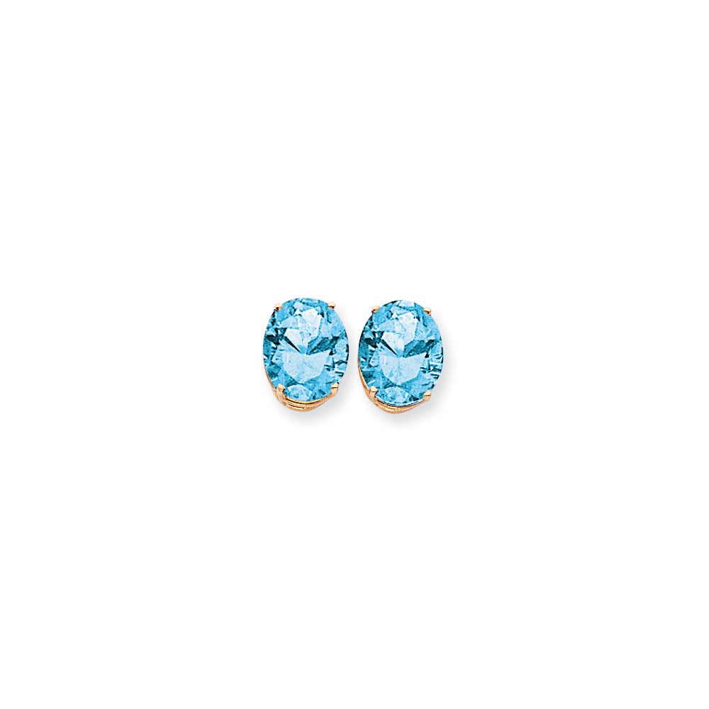 14K Gelbgold Ohrringe mit ovalem Blautopas im Karo-Schliff, 12 x 10 mm