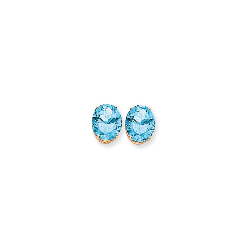 14K Gelbgold Ohrringe mit ovalem Blautopas im Karo-Schliff, 12 x 10 mm
