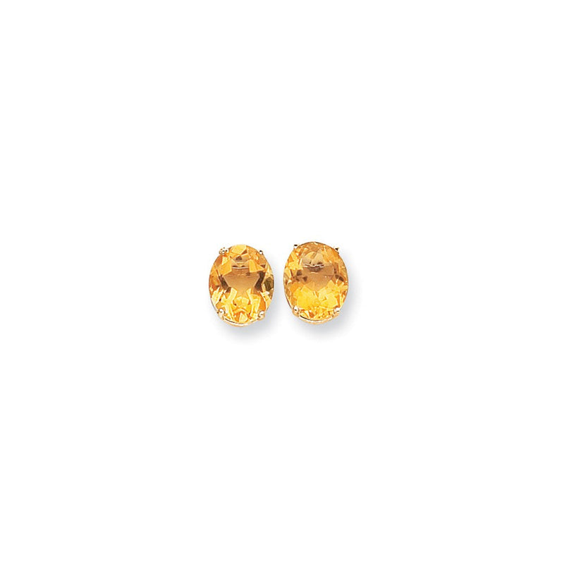 14K Gelbgold Ohrringe mit ovalem Citrin im Schachbrettschliff, 12 x 10 mm
