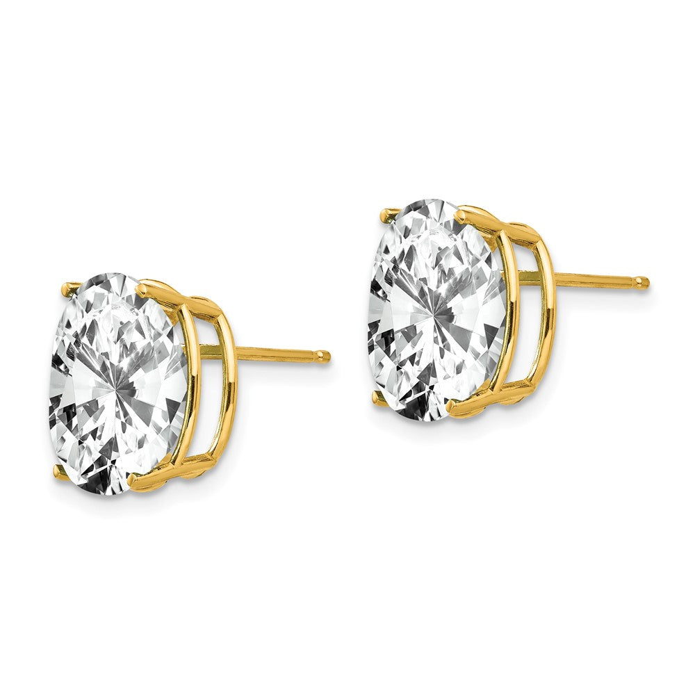 14K Gelbgold Ohrringe mit ovalem Zirkonia, 12 x 10 mm