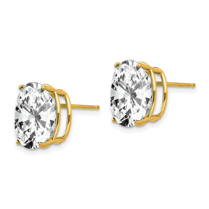 14K Gelbgold Ohrringe mit ovalem Zirkonia, 12 x 10 mm