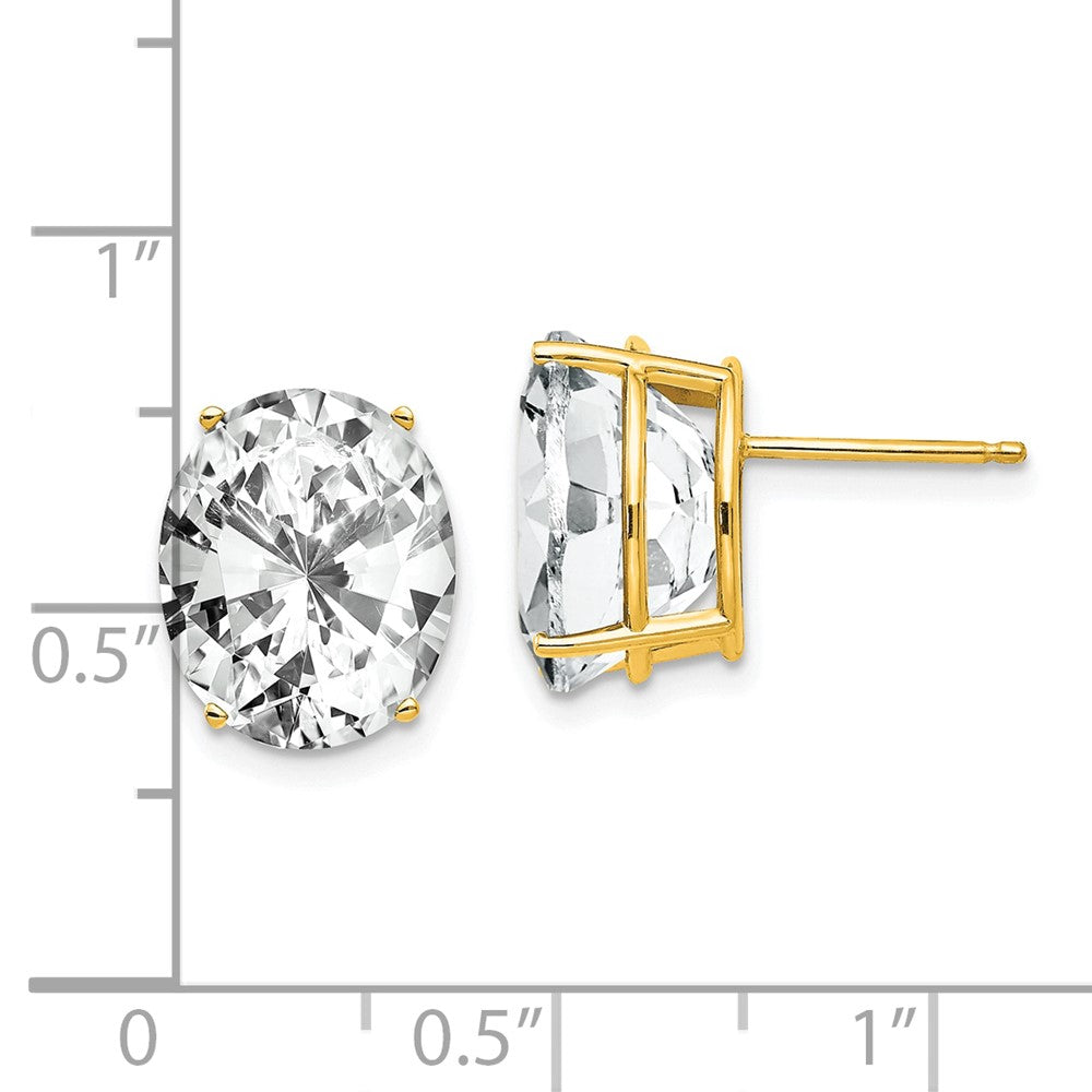 14K Gelbgold Ohrringe mit ovalem Zirkonia, 12 x 10 mm
