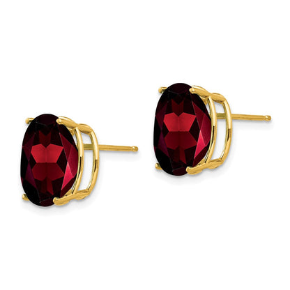 14K Gelbgold Ohrringe mit ovalem Granat