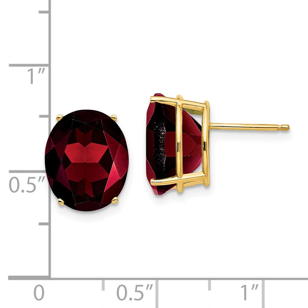 14K Gelbgold Ohrringe mit ovalem Granat