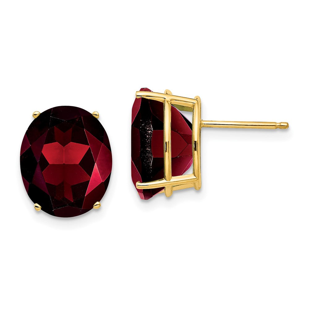 14K Gelbgold Ohrringe mit ovalem Granat