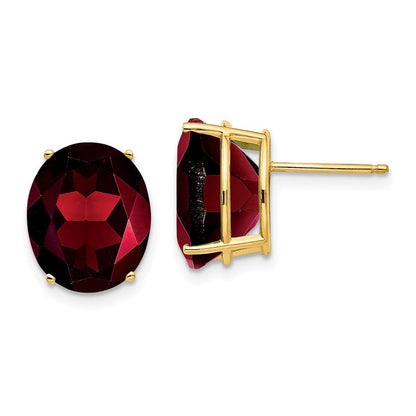 14K Gelbgold Ohrringe mit ovalem Granat