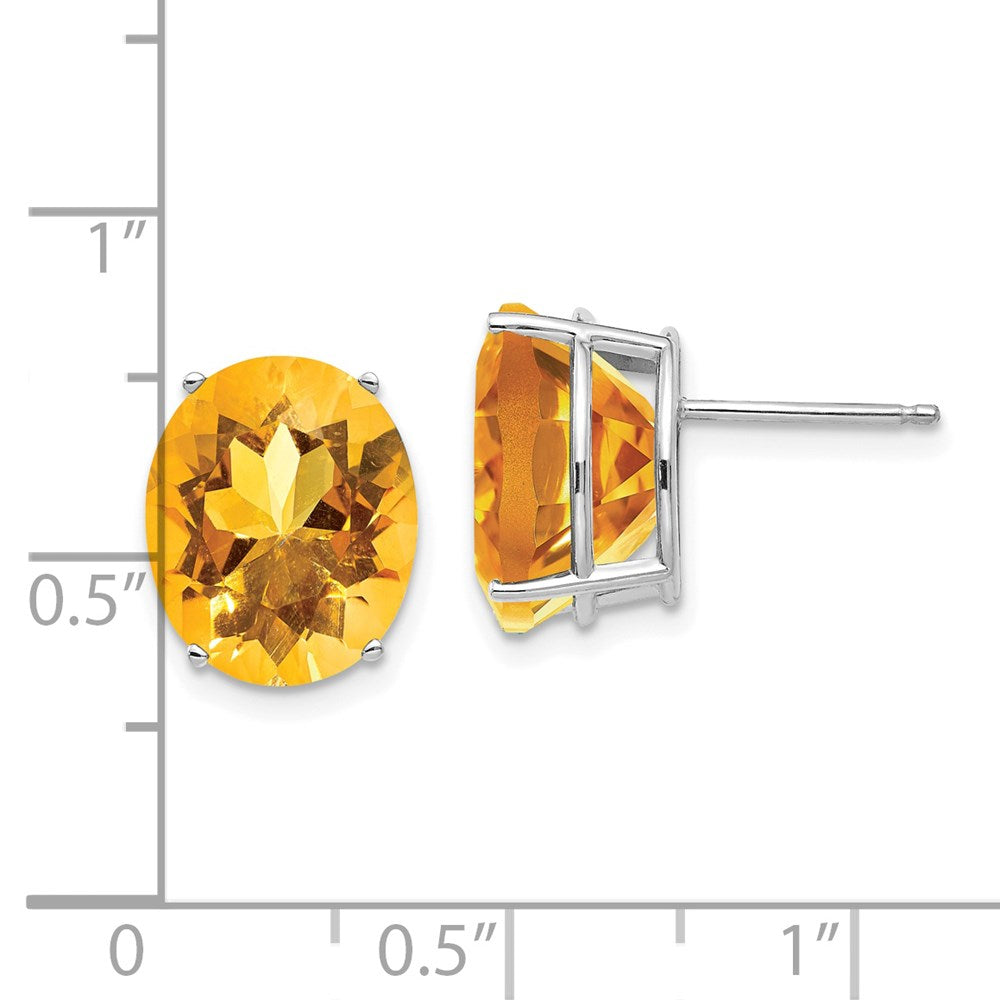 14K Weißgold Ohrringe mit ovalem Citrin, 12 x 10 mm