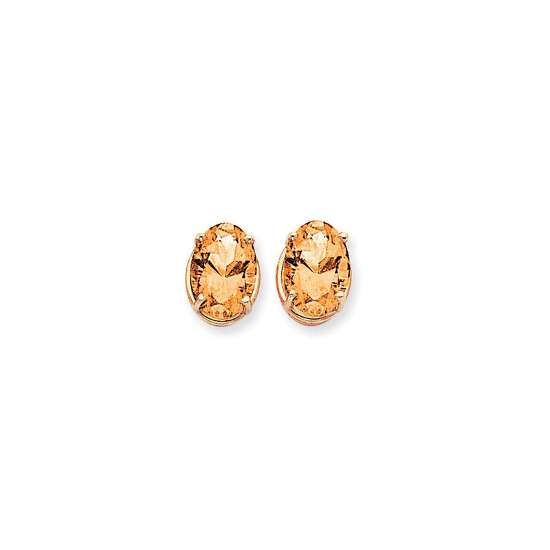 14K Gelbgold Ohrringe mit ovalem Citrin, 14x10mm