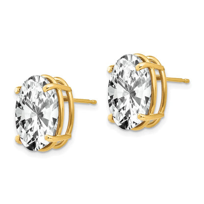 14K Gelbgold Ohrringe mit ovalem Zirkonia, 14 x 10 mm