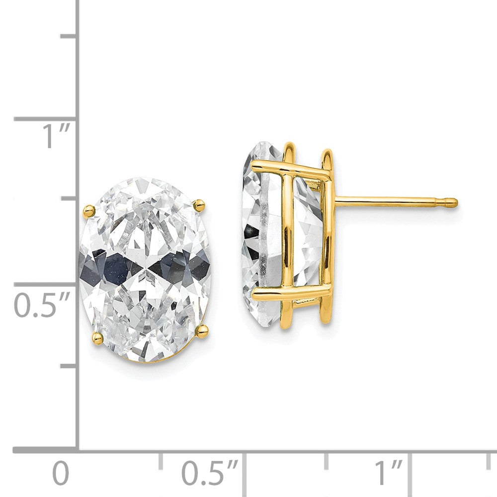 14K Gelbgold Ohrringe mit ovalem Zirkonia, 14 x 10 mm