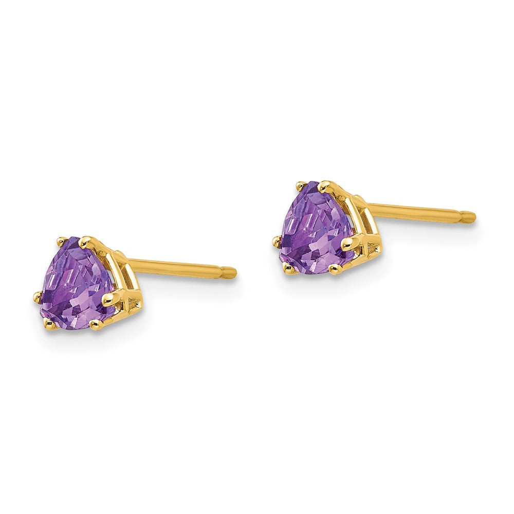 14K Gelbgold 5mm Trillant Amethyst Ohrringe