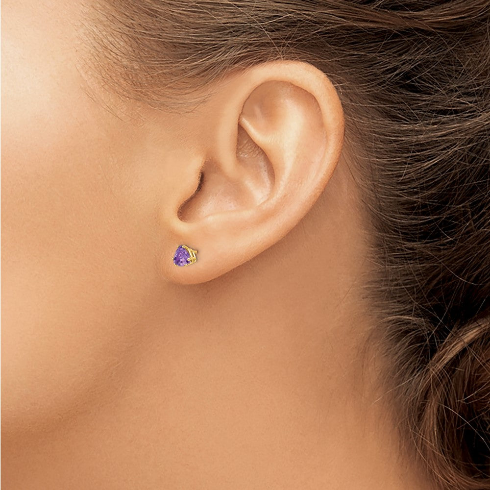 14K Gelbgold 5mm Trillant Amethyst Ohrringe