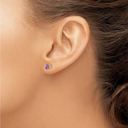 14K Gelbgold 5mm Trillant Amethyst Ohrringe