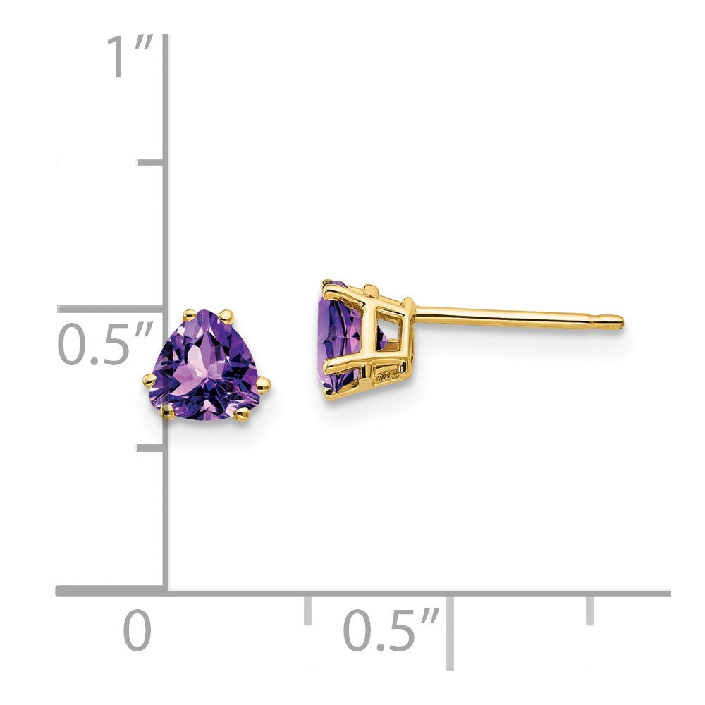 14K Gelbgold 5mm Trillant Amethyst Ohrringe