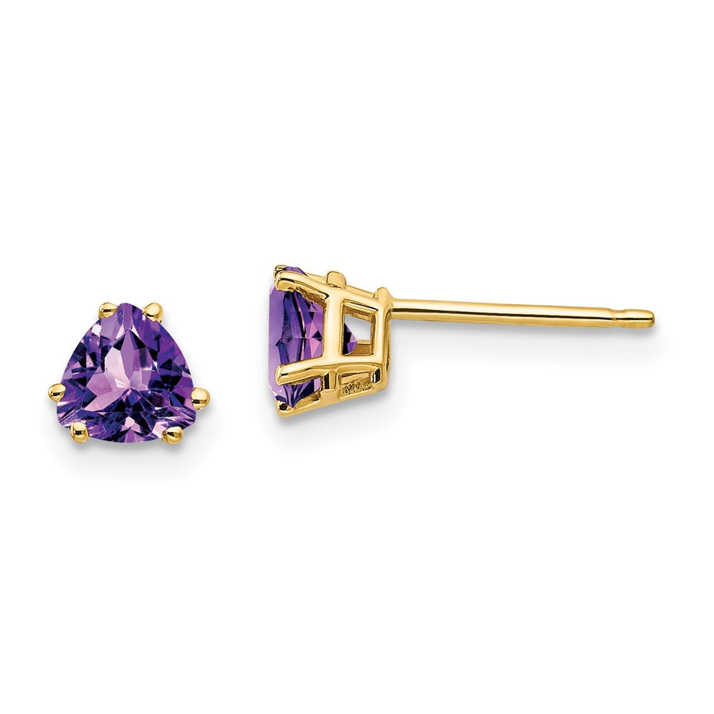 14K Gelbgold 5mm Trillant Amethyst Ohrringe