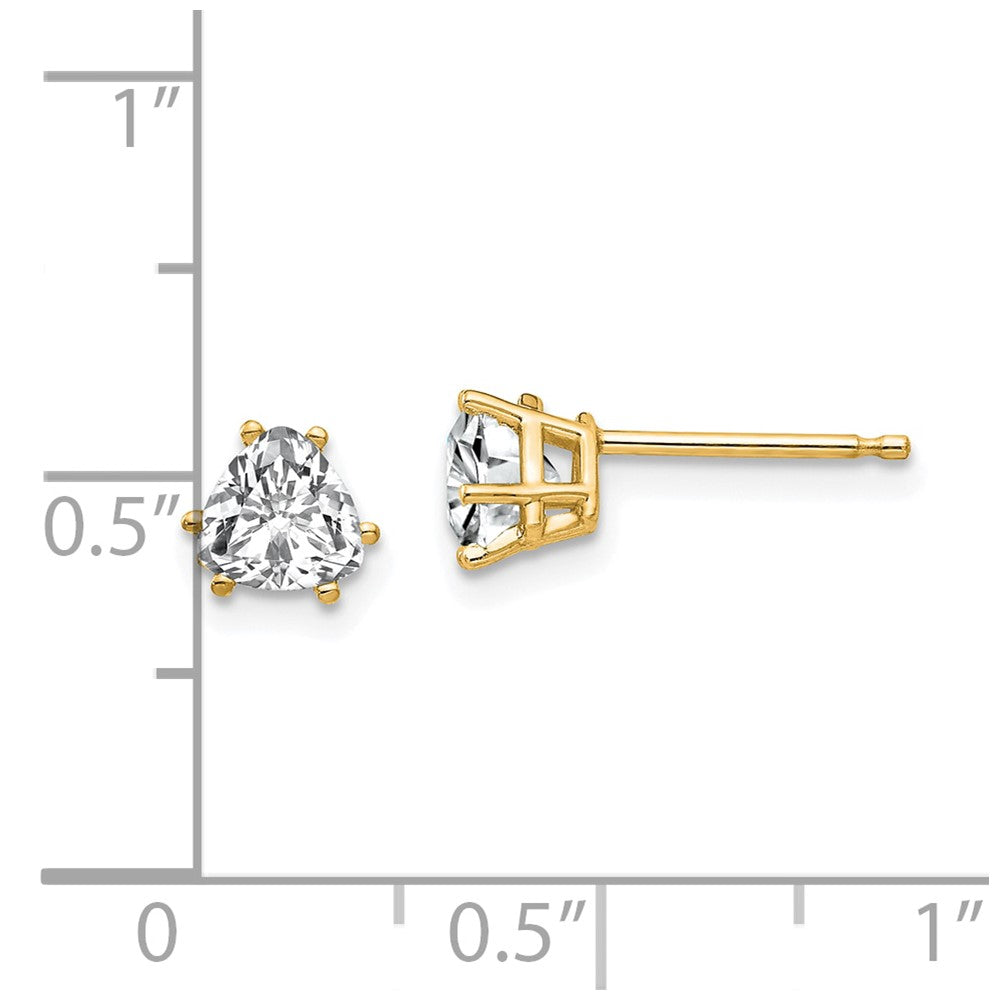 14K Gelbgold 5mm Trillant Zirkonia Ohrringe