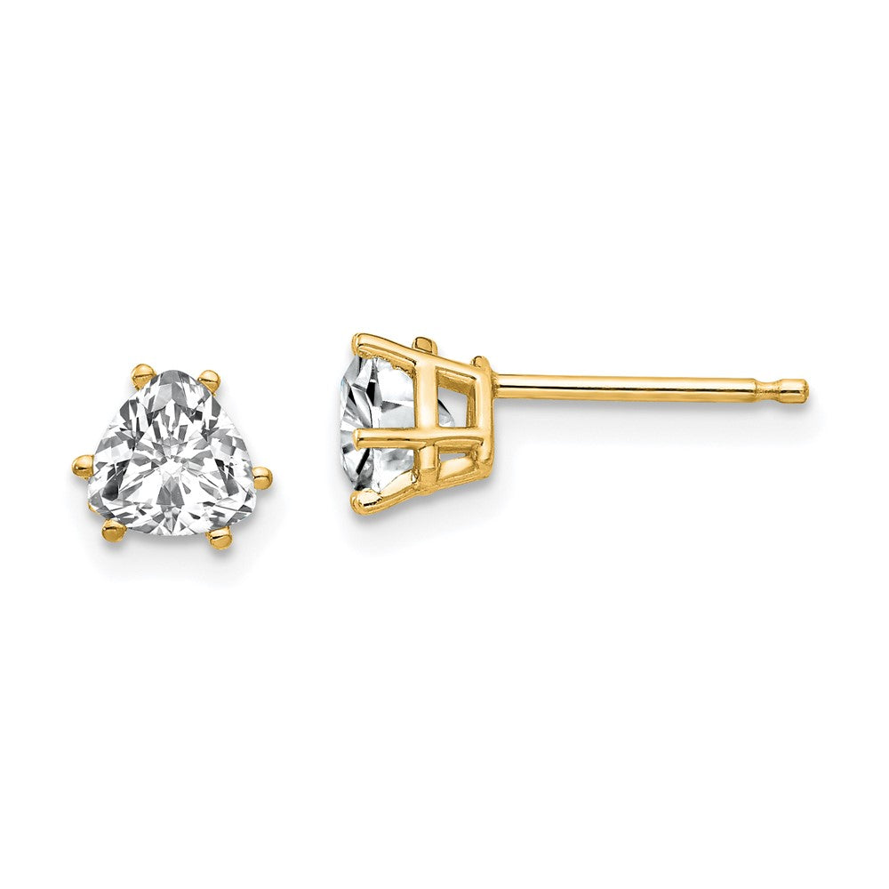 14K Gelbgold 5mm Trillant Zirkonia Ohrringe