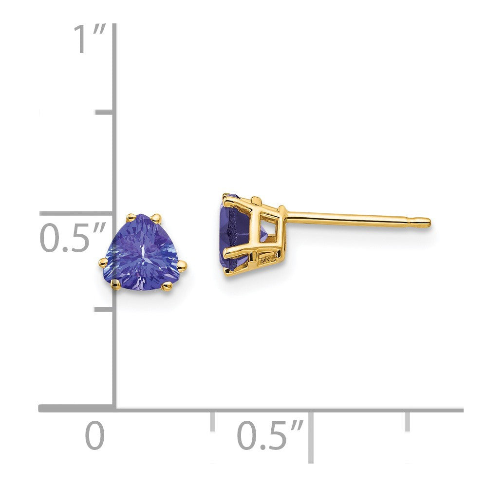 14K Gelbgold 5mm Tansanit Ohrring