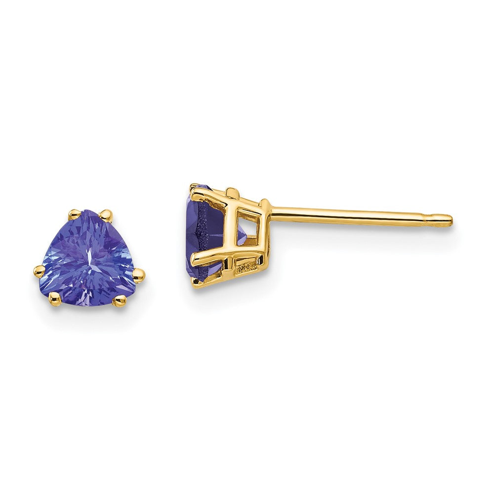 14K Gelbgold 5mm Tansanit Ohrring