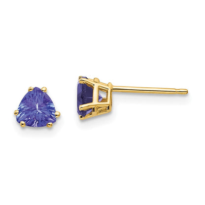 14K Gelbgold 5mm Tansanit Ohrring