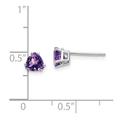 14K Weißgold 5mm Trillant Amethyst Ohrringe