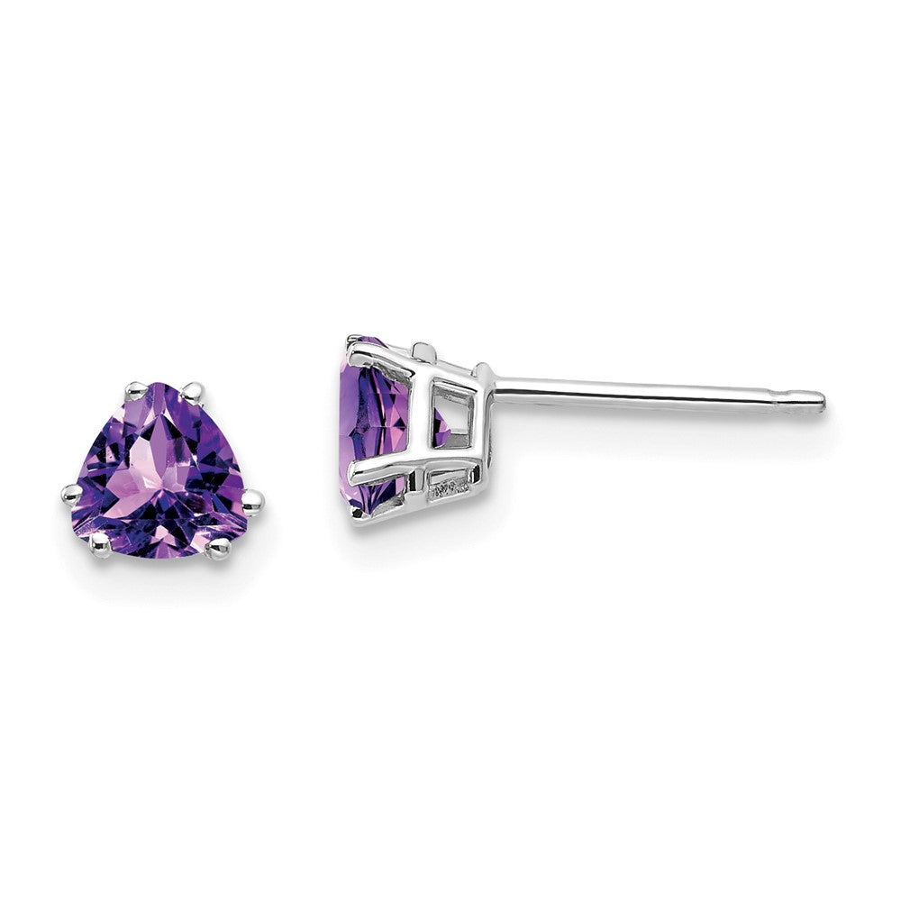 14K Weißgold 5mm Trillant Amethyst Ohrringe