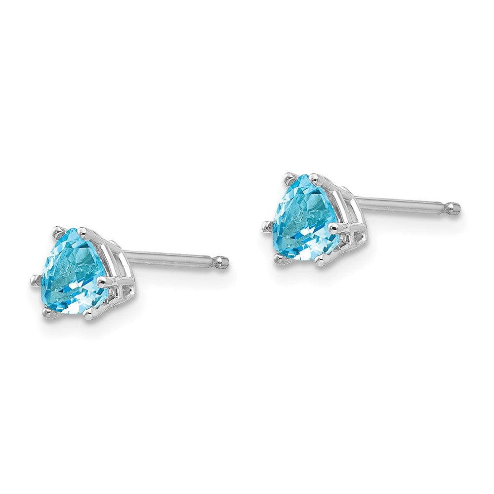 14K Weißgold 5mm Trillant Blautopas Ohrringe