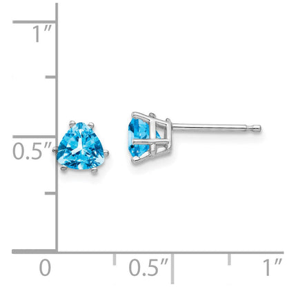 14K Weißgold 5mm Trillant Blautopas Ohrringe