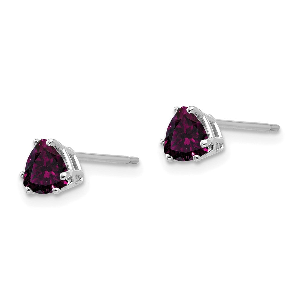 14K Weißgold Rhodolith Granat Trillant Ohrstecker
