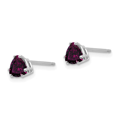 14K Weißgold Rhodolith Granat Trillant Ohrstecker