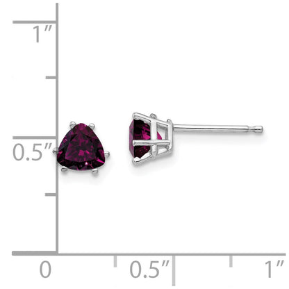 14K Weißgold Rhodolith Granat Trillant Ohrstecker