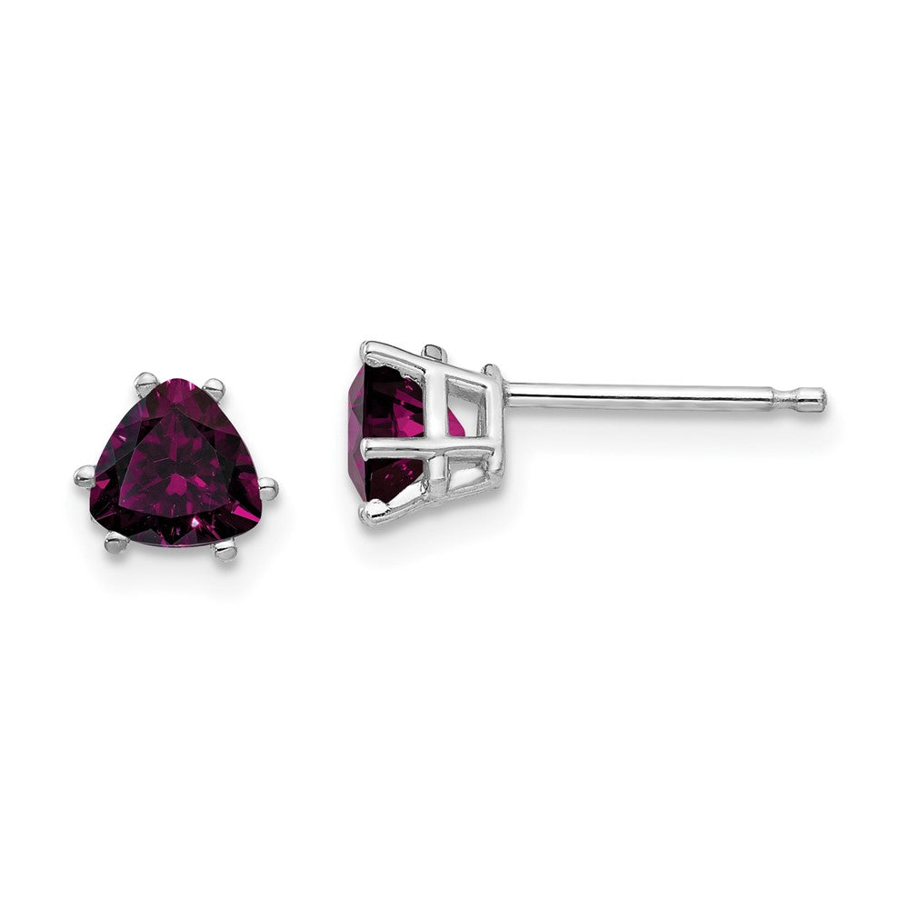 14K Weißgold Rhodolith Granat Trillant Ohrstecker