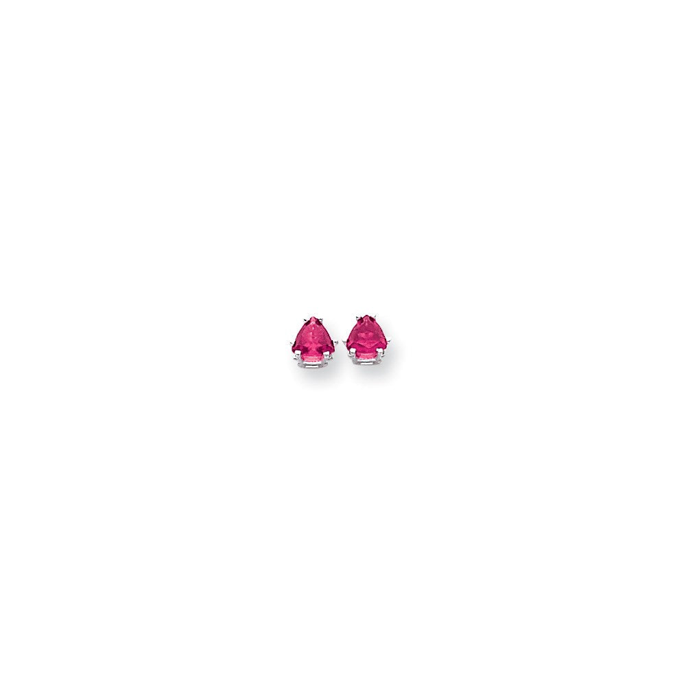 14K Weißgold 5mm Rosa Saphir Ohrring