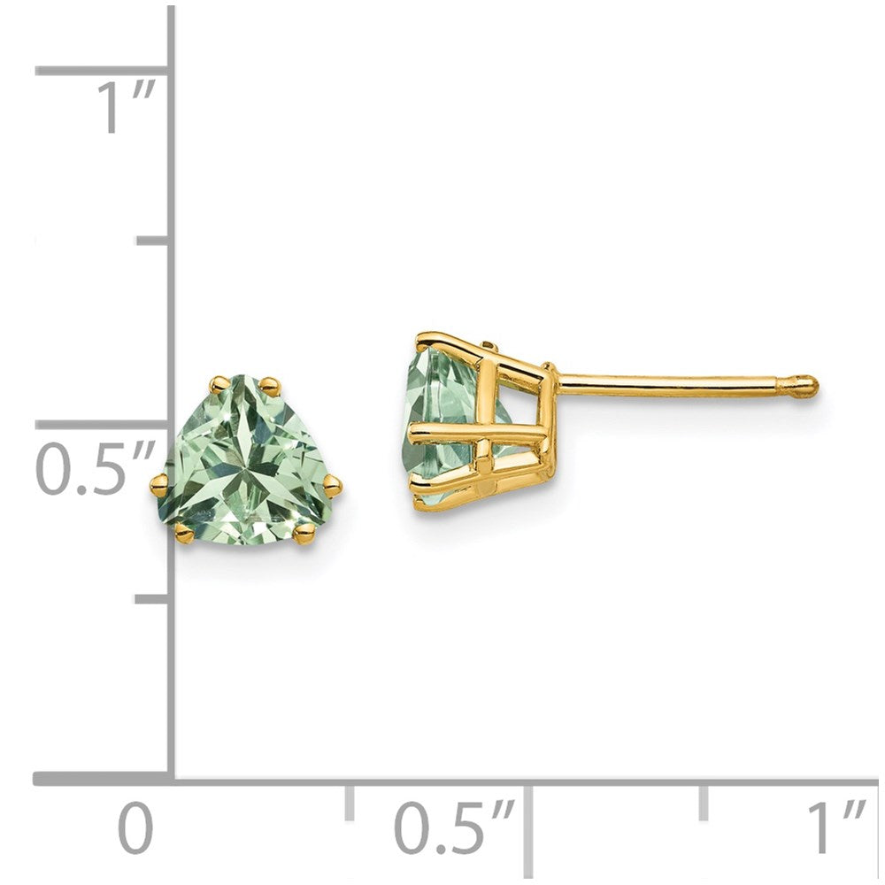 14K Gelbgold Ohrringe mit 6 mm Trillion-Grünquarz