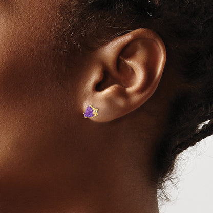 14K Gelbgold Ohrringe mit 6-mm-Trillion-Amethyst