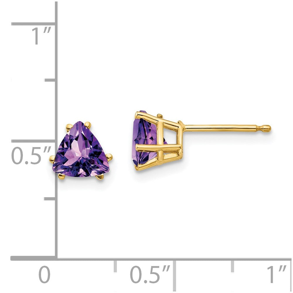 14K Gelbgold Ohrringe mit 6-mm-Trillion-Amethyst
