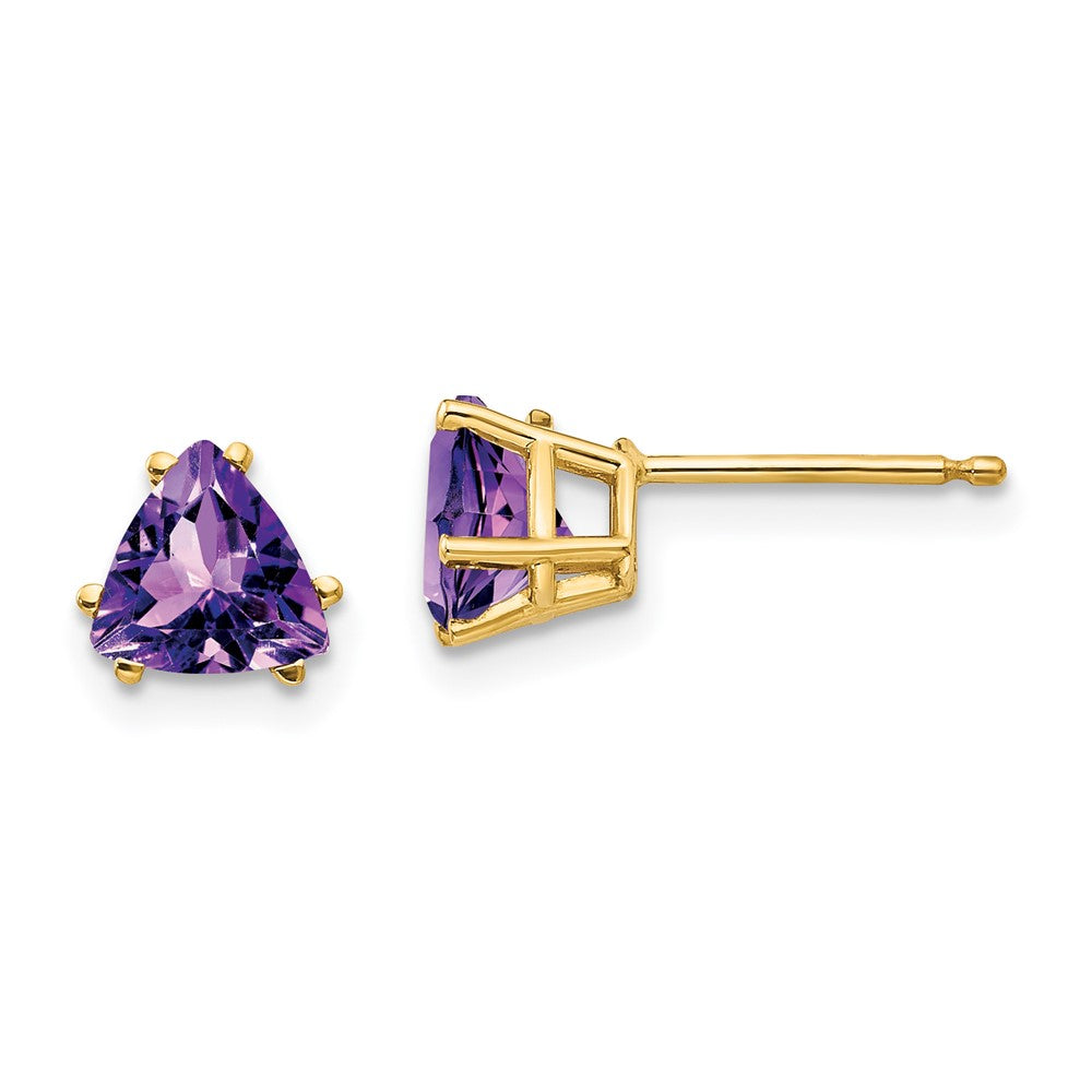 14K Gelbgold Ohrringe mit 6-mm-Trillion-Amethyst
