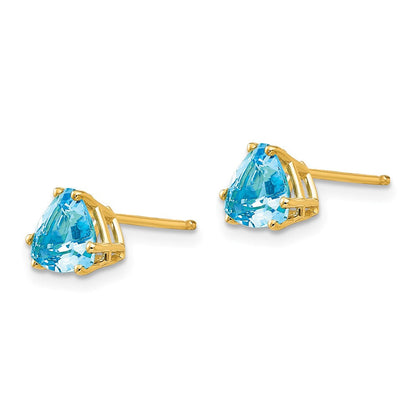 14K Gelbgold Ohrringe mit 6 mm Trillion-Blautopas