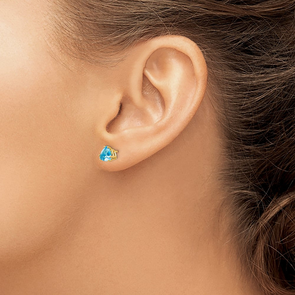 14K Gelbgold Ohrringe mit 6 mm Trillion-Blautopas