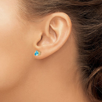 14K Gelbgold Ohrringe mit 6 mm Trillion-Blautopas