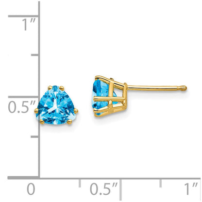 14K Gelbgold Ohrringe mit 6 mm Trillion-Blautopas