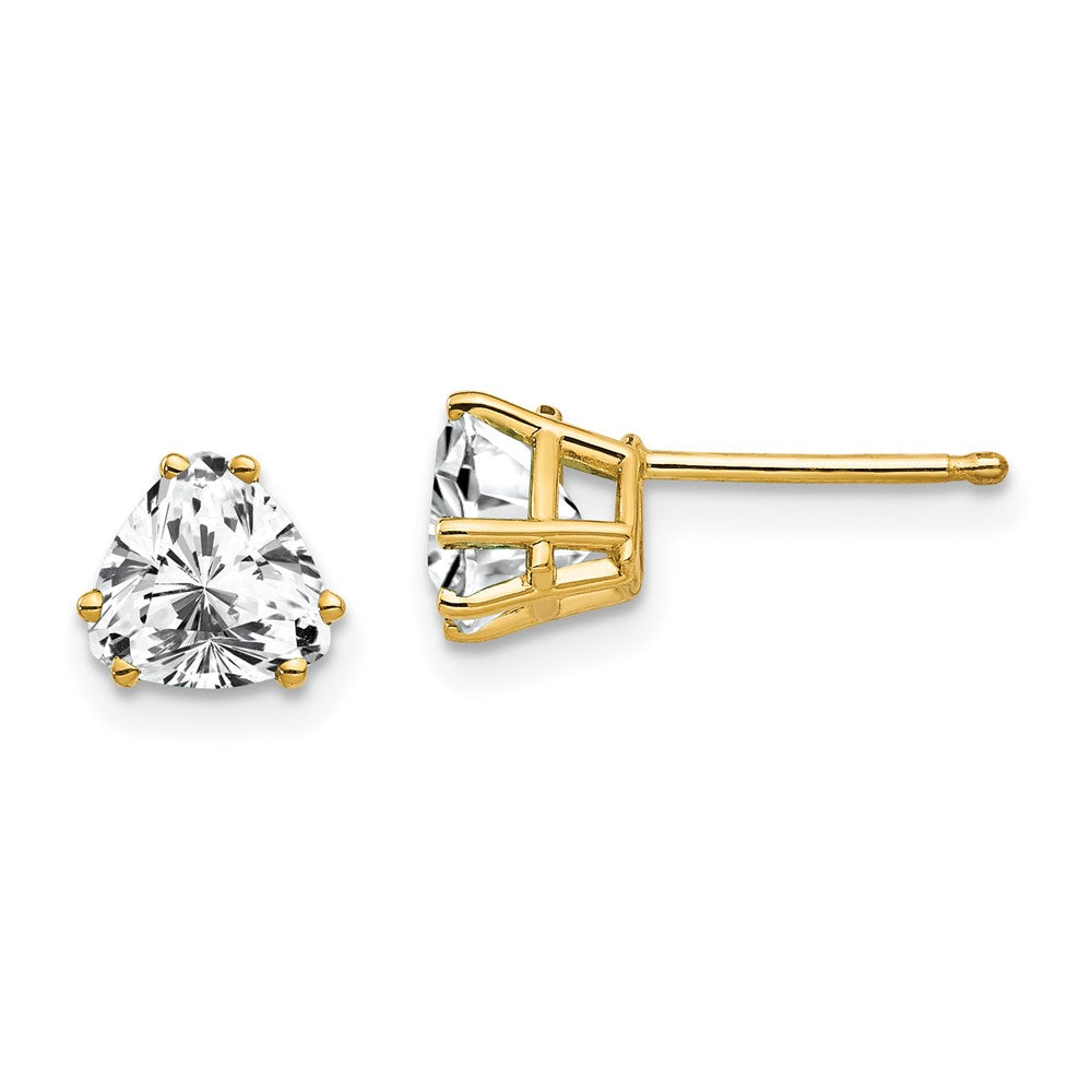14K Gold Gelbgold Ohrstecker mit 6 mm Trillant-Zirkonia
