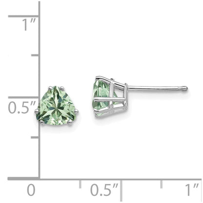 6-mm-Trillion-Grünquarz-Ohrringe aus 14K Weißgold