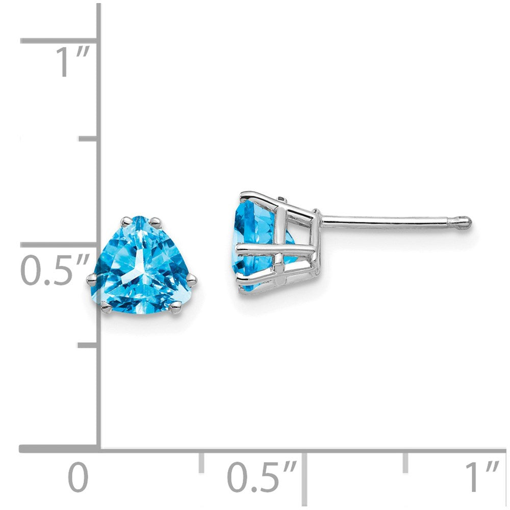 14K Weißgold Ohrringe mit 6 mm Trillion-Blautopas