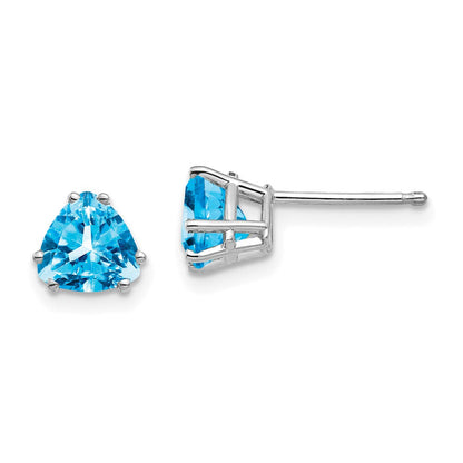 14K Weißgold Ohrringe mit 6 mm Trillion-Blautopas