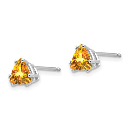 14K Weißgold Citrin-Trillant-Ohrstecker