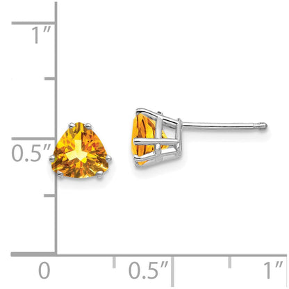 14K Weißgold Citrin-Trillant-Ohrstecker